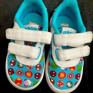 Adidas Blue and White Velcro Sneakers